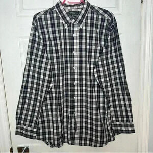 George Classics Button-Down Shirt Plaid  Black & White Size Extra Large